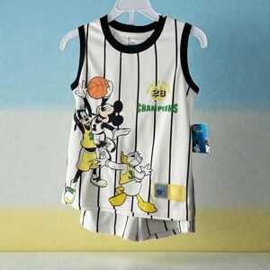 Disney Kids' Black and White Basketball Tank Set
